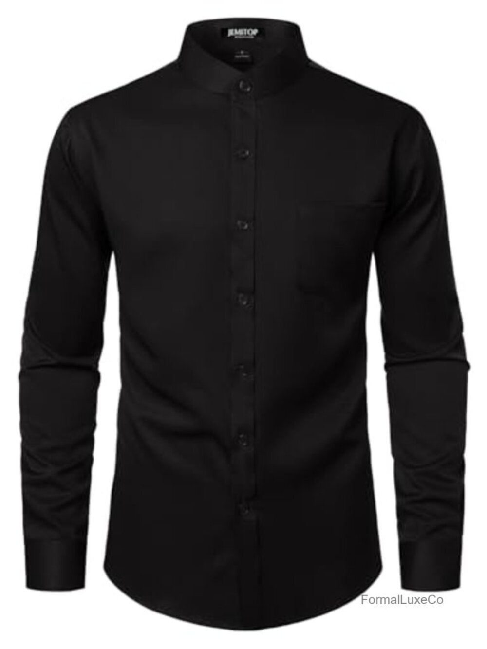 Men's Formal Dress Shirt Wrinkle-Free Mandarin Collar Long Sleeve